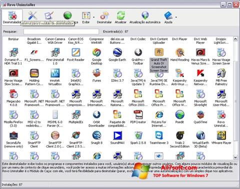 Ekrānuzņēmums Revo Uninstaller Windows 7