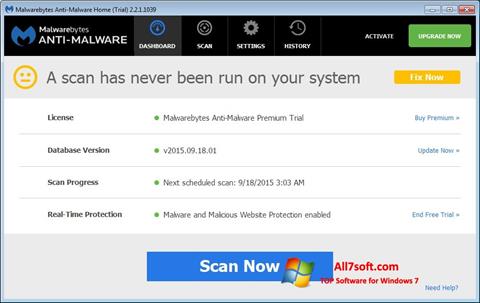 Ekrānuzņēmums Malwarebytes Anti-Malware Windows 7