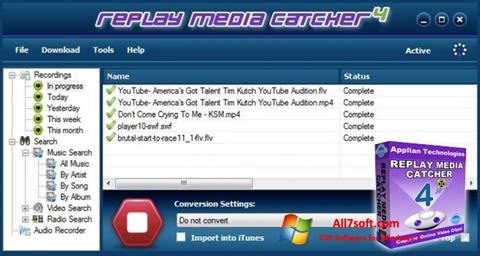 Ekrānuzņēmums Replay Media Catcher Windows 7