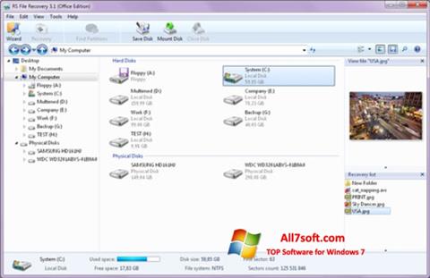 Ekrānuzņēmums RS File Recovery Windows 7