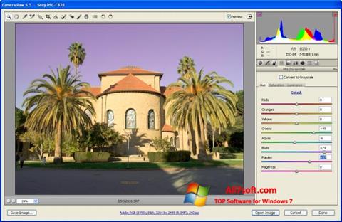 Ekrānuzņēmums Adobe Camera Raw Windows 7