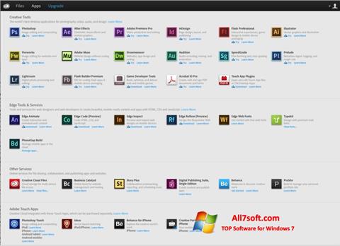 Ekrānuzņēmums Adobe Creative Cloud Windows 7