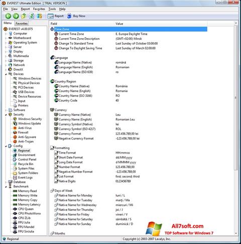 Ekrānuzņēmums EVEREST Ultimate Edition Windows 7