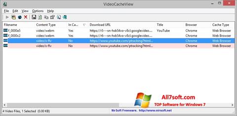 Ekrānuzņēmums VideoCacheView Windows 7
