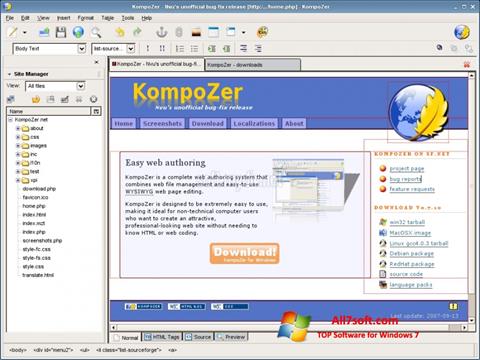 Ekrānuzņēmums KompoZer Windows 7