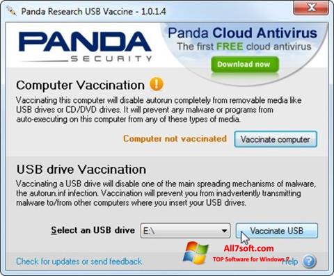 Ekrānuzņēmums Panda USB Vaccine Windows 7