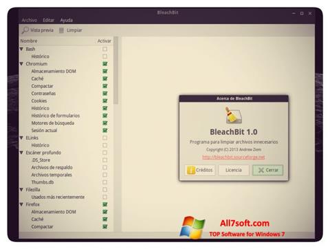 Ekrānuzņēmums BleachBit Windows 7