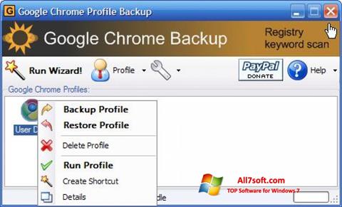 Ekrānuzņēmums Google Chrome Backup Windows 7