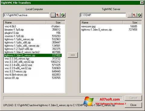 Ekrānuzņēmums TightVNC Windows 7