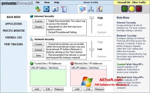 Ekrānuzņēmums Privatefirewall Windows 7