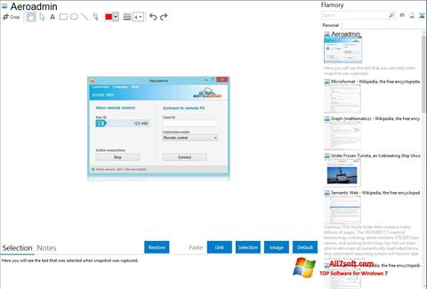 Ekrānuzņēmums AeroAdmin Windows 7