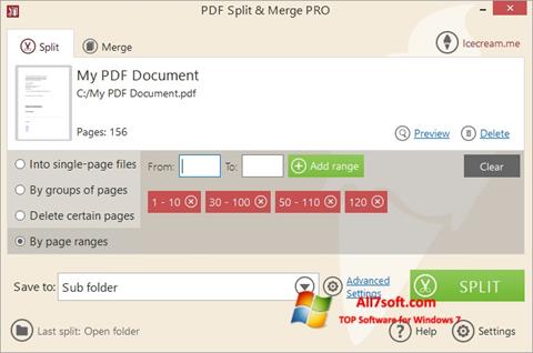 Ekrānuzņēmums PDF Split and Merge Windows 7