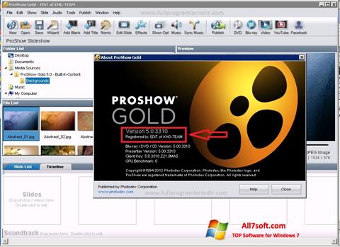Ekrānuzņēmums ProShow Gold Windows 7