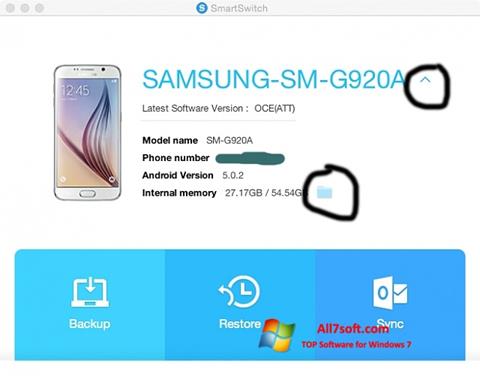Ekrānuzņēmums Samsung Smart Switch Windows 7
