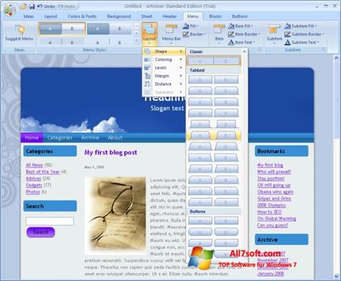 Ekrānuzņēmums Artisteer Windows 7