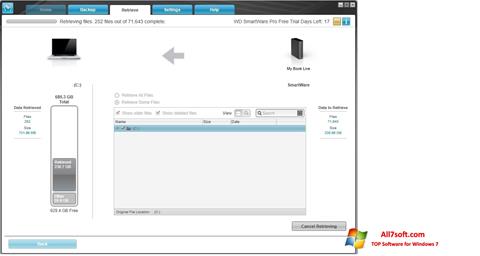 Ekrānuzņēmums WD SmartWare Windows 7