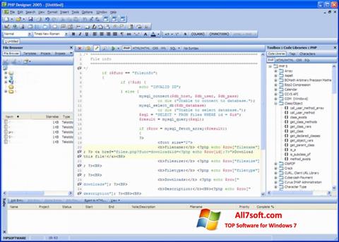 Ekrānuzņēmums phpDesigner Windows 7