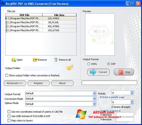 Ekrānuzņēmums PDF to DWG Converter Windows 7