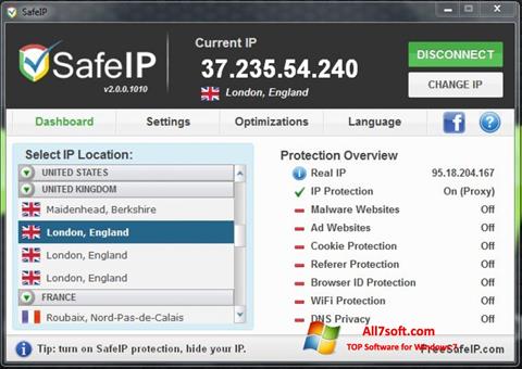 Ekrānuzņēmums SafeIP Windows 7