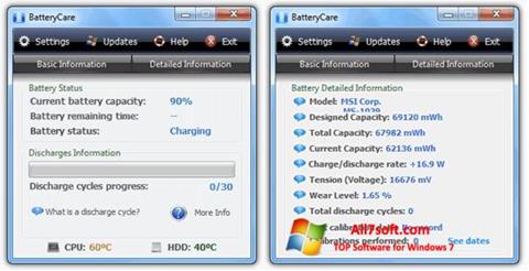 Ekrānuzņēmums BatteryCare Windows 7