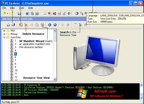 Ekrānuzņēmums PE Explorer Windows 7