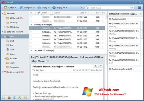 Ekrānuzņēmums FoxMail Windows 7