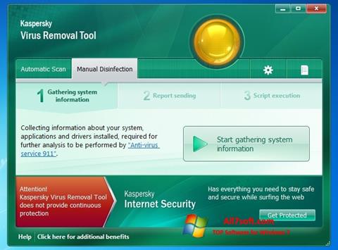 Ekrānuzņēmums Kaspersky Virus Removal Tool Windows 7