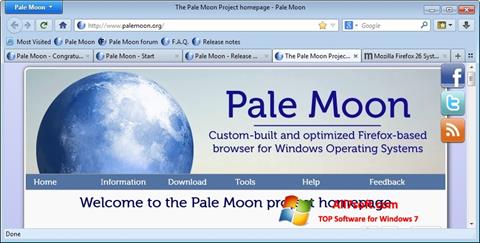 Ekrānuzņēmums Pale Moon Windows 7