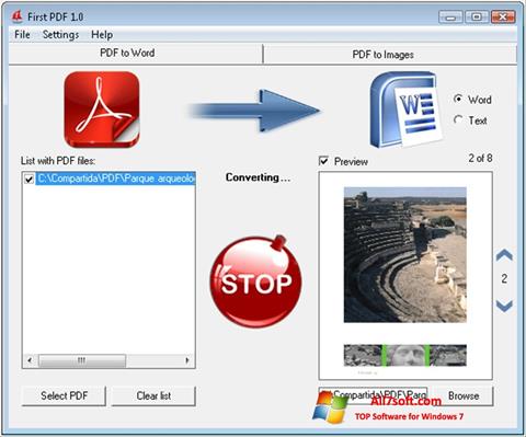 Ekrānuzņēmums First PDF Windows 7