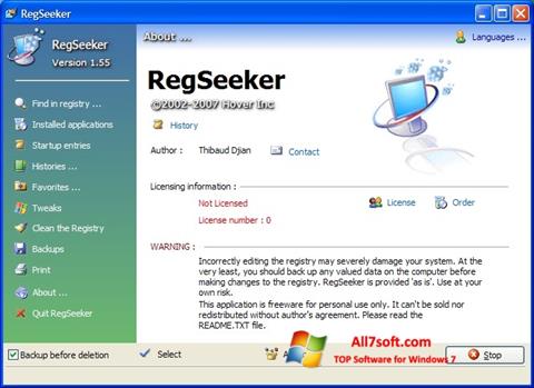 Ekrānuzņēmums RegSeeker Windows 7