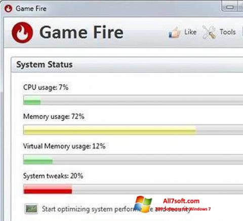 Ekrānuzņēmums Game Fire Windows 7