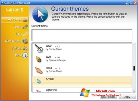 Ekrānuzņēmums CursorFX Windows 7