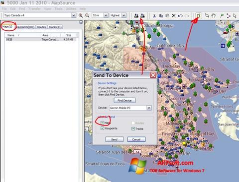 Ekrānuzņēmums MapSource Windows 7