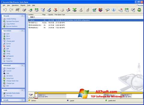 Ekrānuzņēmums Acronis Partition Magic Windows 7