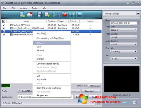 Ekrānuzņēmums Xilisoft Video Converter Windows 7