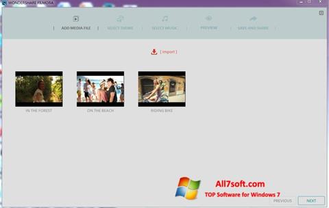 Ekrānuzņēmums Wondershare Filmora Windows 7