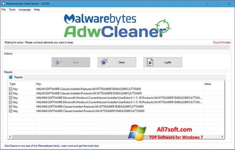 Ekrānuzņēmums AdwCleaner Windows 7