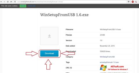 Ekrānuzņēmums WinSetupFromUSB Windows 7