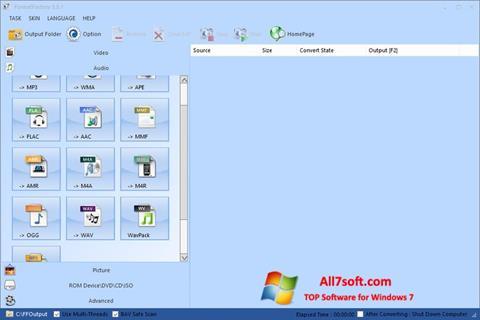 Ekrānuzņēmums Format Factory Windows 7